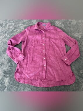 J.McLaughlin Purple 100%Linen Button Down Long Sleeve Shirt Women's M Resort